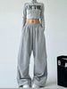 Harajuku Wide Leg Sweatpants Women Streetwear Baggy Oversize Gray Sports Pants Woman Drawstring Casual Joggers Trousers