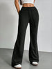 Womens Solid Color High Waist Wide Leg Pants Made of Polyester with Drawstring Closure for Casual Vacation Holiday and Fitness