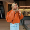 Street Print Pu Leather Women Jacket Stand Collar Long Sleeve Patchwork Female Coat Autumn Winter Lady Streetwear