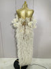 Stock Elegant White Flower Sexy Top Skirt Two Pieces Set Women Evening Prom Celebrate Birthday Party Dress Stage Wear