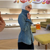 Women's Denim Lace Up Jacket Lapel Neck Waist Cinching Button Front Long Sleeve Coat Spring Femlae Casual Daily Outerwear