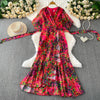 Sexy chic puff sleeve slim Criss-Cross A-line dress Chic Vintage Women Casual women clothing