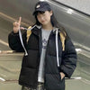 Winter Short Jacket Woman Parkas Thick Warm Spliced Hooded Parka Oversized Korean Loose Cotton Padded Outerwear