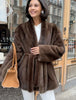 Elegant Lace Up Women Faux Fur Coat V-neck Long Sleeve Loose Plush Jacket Winter Lady Warm Daily Commute Outwear