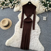 Vestidos Para Mujer Solid Half High Collar Autumn Winter Solid Woman Dresses Korean Sweater Elegant Long Dress