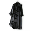 Spring Autumn Long Soft Elegant Flowy Satin Acetate Trench Coat for Women Chic British