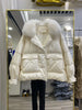 Lagabogy Winter Women Real Fox Fur 90% White Duck Down Jacket Short Puffer Coat Female Vintage Mink Fur Patchwork Parka