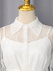 White Two Piece Set for Women Lapel Flare Sleeve Spliced Ruffles Lace Blouse High Waist Simpel Vest Dress Fairy Suit Female