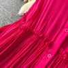 Spring Vintage Loose Dresses Women Lantern Sleeve Turn-down Collar Solid Single Breasted Casual Folds Long Dress