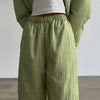 Women Vertical Striped 2‑Piece Winter Outfit Detachable Hood Puffer Jacket Drawstring Baggy Snow Pants Warm Matching Sets
