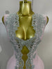 Sexy Silver Sequin White V Neck Cut Out Short Bandage Dress Women Elegant Birthday Party Club Wedding Vestidos