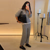 Casual Solid Knit Top Pants Set Women Stand Collar Full Sleeve Sweater Wide Leg Trousers Sets Autumn Lady Suit