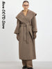 Elegant Shawl Collar Lace Up Long Woolen Coat Women Full Sleeve Belt Lapel Thick Overcoat Autumn Winter Lady Chic Outwear