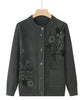Korean Women's Clothes Knit Woolen Printed Cardigan Coat Middle Aged Mother Knitwear Tops Vintage Grandma Sweater Jacket