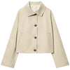 Waterproof Crop Jacket Women's Jacket Autumn Casual Beige Short Windbreaker Long Sleeve Outerwears Button Trench Coat