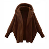 Autumn and Winter Plush Jacket for European and American Women, Solid Color Long Sleeved Hooded Loose Plush Jacket for Women