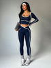 Women's Fall/Winter Round Neck Long Sleeve Yoga Top Outdoor Sports Fitness Yoga Pants