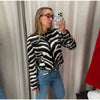 Women Zebra Print 2 Piece Set Round Neck Cropped Jacket Mini Skirt Set All Matching Suit Female Autumn Street Office Outfit