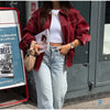 Women Dusty Pink Faux Suede Cropped Jacket Chic Full Zip Stand Collar Elastic Hem Short Coat Autumn Casual Street Outwear