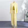Chic Solid Stand Neck Blazer Jacket Pant Set Women Full Sleeve Shoulder Pads Coat Wide Leg Pants Autumn Commute Outfit