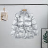 Shiny Belted Waist Jacket For Women Casual Detachable Hood Zipper Pockets Coat Lady Winter Chic Street Outerwear