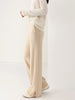Women Wool Wide Leg Trousers Elastic Waist Side Slit Woman Wool Pants Autumn Winter 100% Merino Wool Knitted Soft Warm Trousers