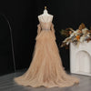 Mermaid Evening Dress with Detachable Sleeves Ruffles Overskirt Beaded Women's Formal Party Gowns SS123 Customized