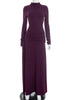 Solid Color Elegant High Neck Long Sleeve Ruched Ribbon Dress Women Bodycon Party Club Evening Dress Winter