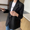 Vintage Double-Breasted Suit Jacket Female Solid Casual Long Sleeve Notched Blazer Ladies Korean Design Sense Blazers Outwear