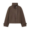Elegant Stand Collar Short Jacket For Women Lady Outerwear High Street Long Sleeve Single Breasted Female Coats
