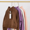 Thickened High-Neck Sweatshirt for Women, Sports Half-Zip Loose Jacket, Long-Sleeve Running Fitness Yoga Wear