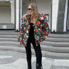 Women's Winter Jackets Printed Hooded Padded Jacket Street Female Stand Collar Long Sleeve Zipper Loose Coats Lady Outerwear