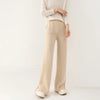 Women Wool Wide Leg Trousers Elastic Waist Side Slit Woman Wool Pants Autumn Winter 100% Merino Wool Knitted Soft Warm Trousers