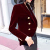Small Suit Short Coat for Women Autumn and Winter Velvet Slim Fit All-Matching Double-Breasted Long Sleeve Solid Color Suit