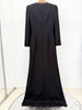 High Street Designer Party Vestido Women's Slit Sleeve Diamonds Beaded Maxi Long Dress