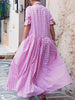 Fdey Spring Autumn Long Sleeve Loose Button Casual Maxi Dresses Woman Korean Plaid Pleated Lapel Shirts Dress
