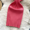 Pink Solid Button Front Spaghetti Dress Sexy Knit Slash Neck Mini Dress Bodycon Women's Clothing Outfits Ruffles