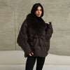 Warm Fur Collar Elastic Waist Hooded Coat Women's Elegant Waist-cinching Zippers Long Cotton Coats Winter Lady Outwear
