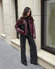 Wine Red Faux Leather Jakcet Outerwear Thicken Zipper Lapel Pu Coats Autumn Winter Streetwear Ladies Tops Women