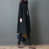 Women Autumn Winter Dress Retro Corduroy Vestidos Add Velvet High Neck Dress Mid-Length Loose Pullover Sweater Female