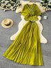 Elegant Rhinestone Pleated Skirt Sets Slim Party Club Vintage Dress American Women Clothes Two Piece Set 9R3018