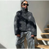 Vintage Sequin Snowflake Jacket For Women Long Sleeve Stand Collar Loose Coat Lady Wool Blend Warm Thicken Outwears