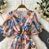 Sexy chic puff sleeve slim Criss-Cross A-line dress Chic Vintage Women Casual women clothing