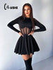 Women Dresses Mesh Patchwork Sheer Long Sleeve Sexy Club O Neck A-line Sheath Bodycon Female Vestidos Robes