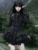 Aoaiiys Mini Dress Women Black Gothic Lace Spliced Dresses Y2K Japanese Streetwear Lolita Dresses Spicy Girls Fall Clothes