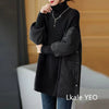 Women's Winter Parka Coat Versatile Lady Splicing Knitted Outerwear Temperament Casual Ladies Sweater Jacket