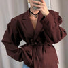 Spring/Autumn Women'S Suit Jacket Elegant Belted Padded Shoulder Suit Jacket Casual Women Blazer Coat