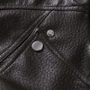 Drawstring Waist Brown Textured PU Leather Jacket Women High Neck Asymmetric Zip Button Detail Oversized Full Streetwear