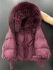 Janveny2026 Winter Large Real Fur Hooded Puffer Jacket Women Thicken Warm Knitted Sleeve Coat White Duck Down Mid Long Parka
