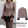 Vintage Spring Plaid Single Breasted Straight Woman Blazer Office Lady Tassel Sleeve Female Modern Outwear